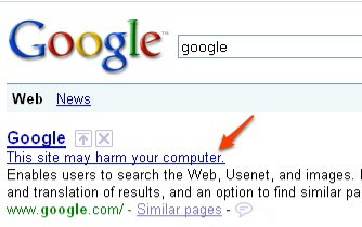 Google Malware Results