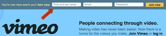 El registro de vimeo