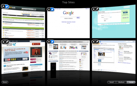 Coverflow en los Top Sites de Safari