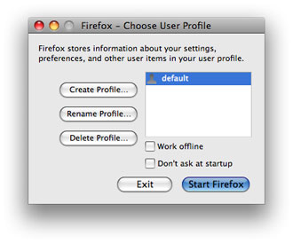 Menú de perfiles en Firefox