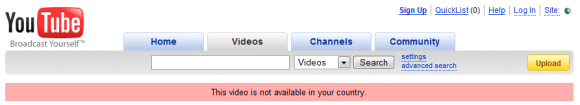 Youtube no dispoble para tu país