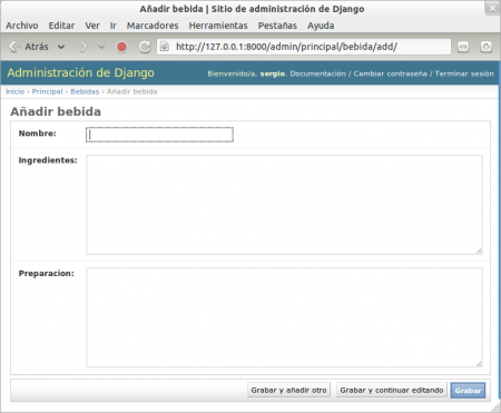 Formulario para ingreso de datos