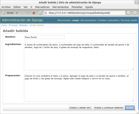 Ingreso de contenido