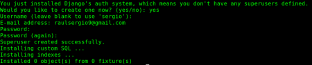 Django creación del super usuario