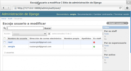 Django admin, agregar usuarios