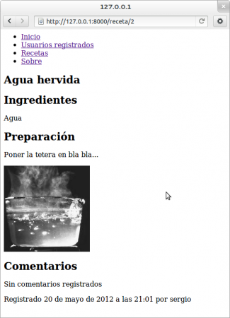 receta: agua hervida