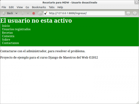 Usuario no activo