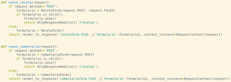 nueva_receta() y nuevo_comentario()