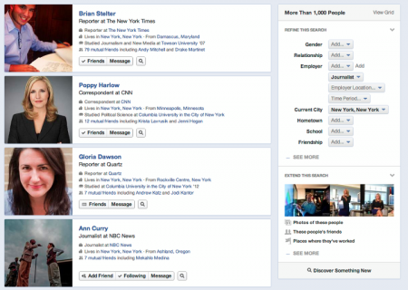 Buscador de Facebook ayuda a los periodistas