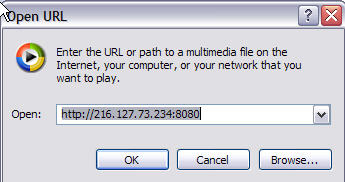 Ingresando Url en Windows Media Player
