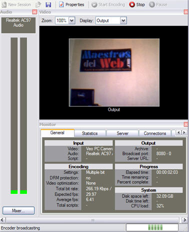 Transmitiendo con Windows Media Encoder