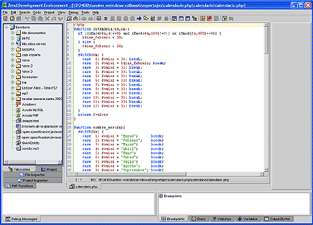 Interfaz de Zend Studio
