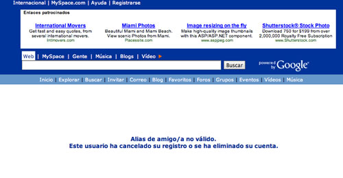 Error 404 de Myspace