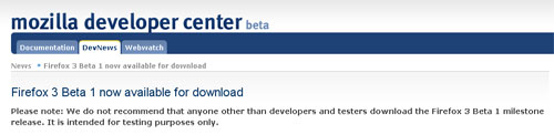 Firefox 3 beta 1