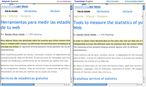 Captura del Servicio de traducción en línea de Microsoft